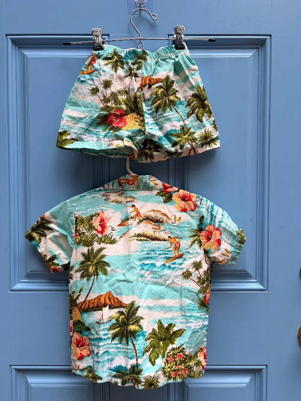 RJC Hawaiian Tropical Aqua Shirt + Shorts Set 3T